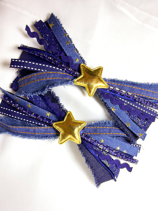 Dark Denim Mini Confetti Bow