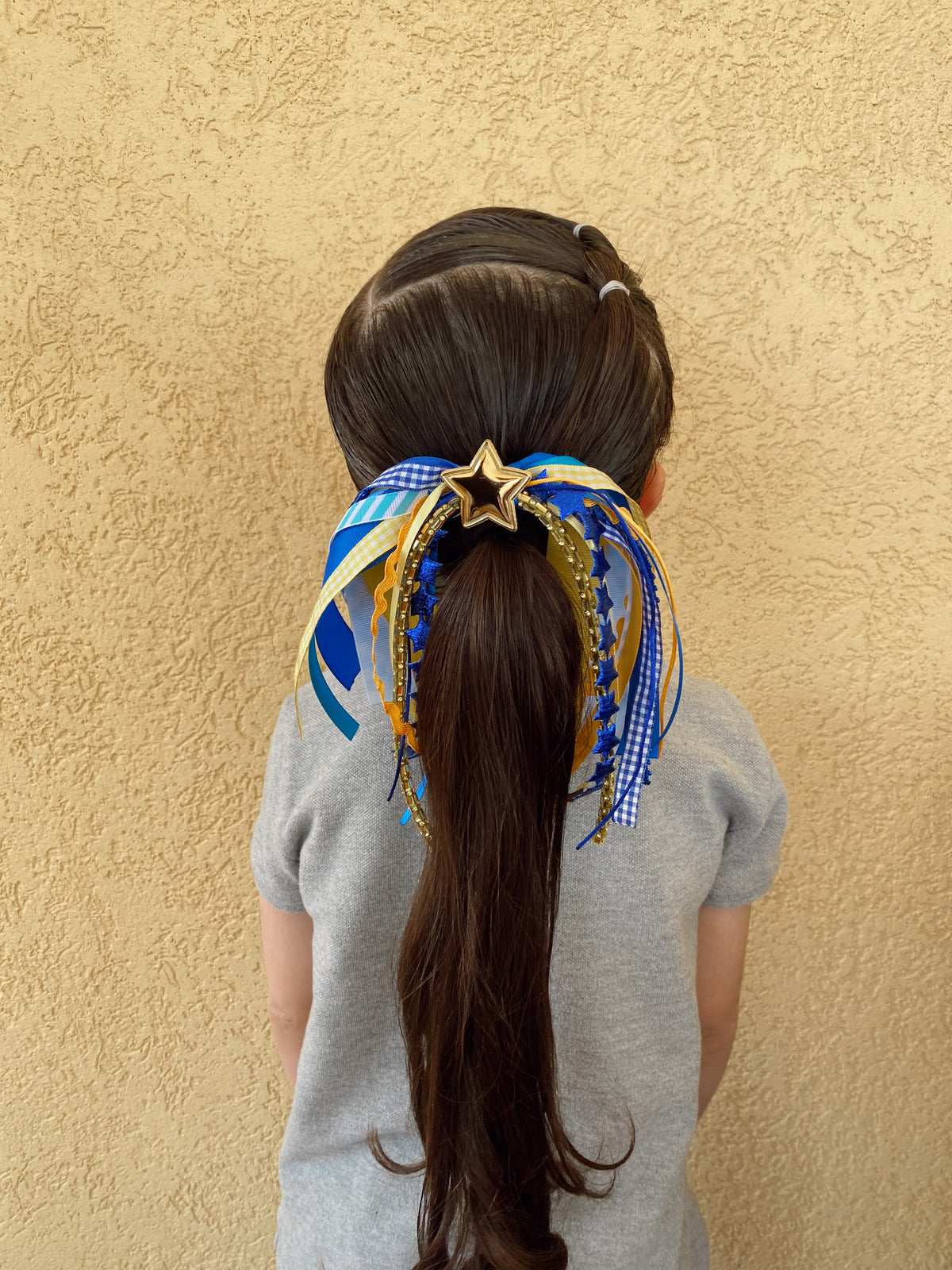 Blue and Yellow Confetti Bow