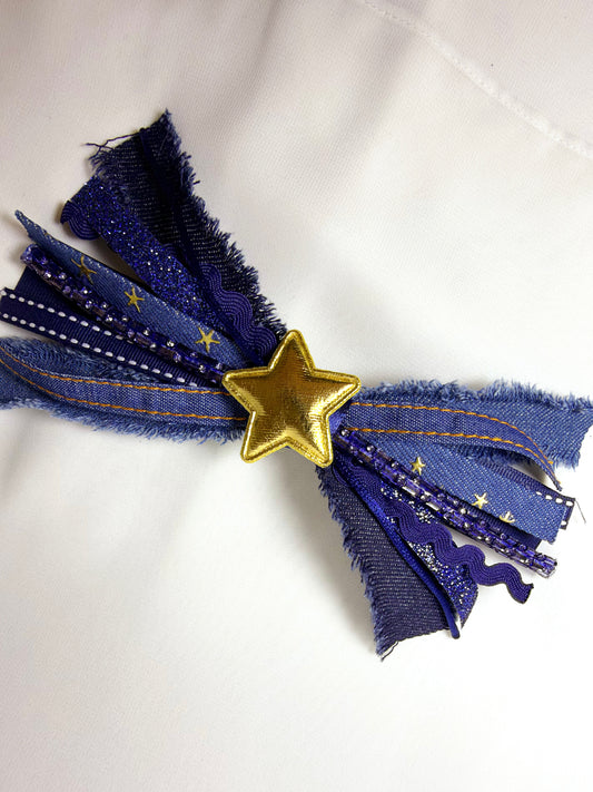 Dark Denim Mini Confetti Bow