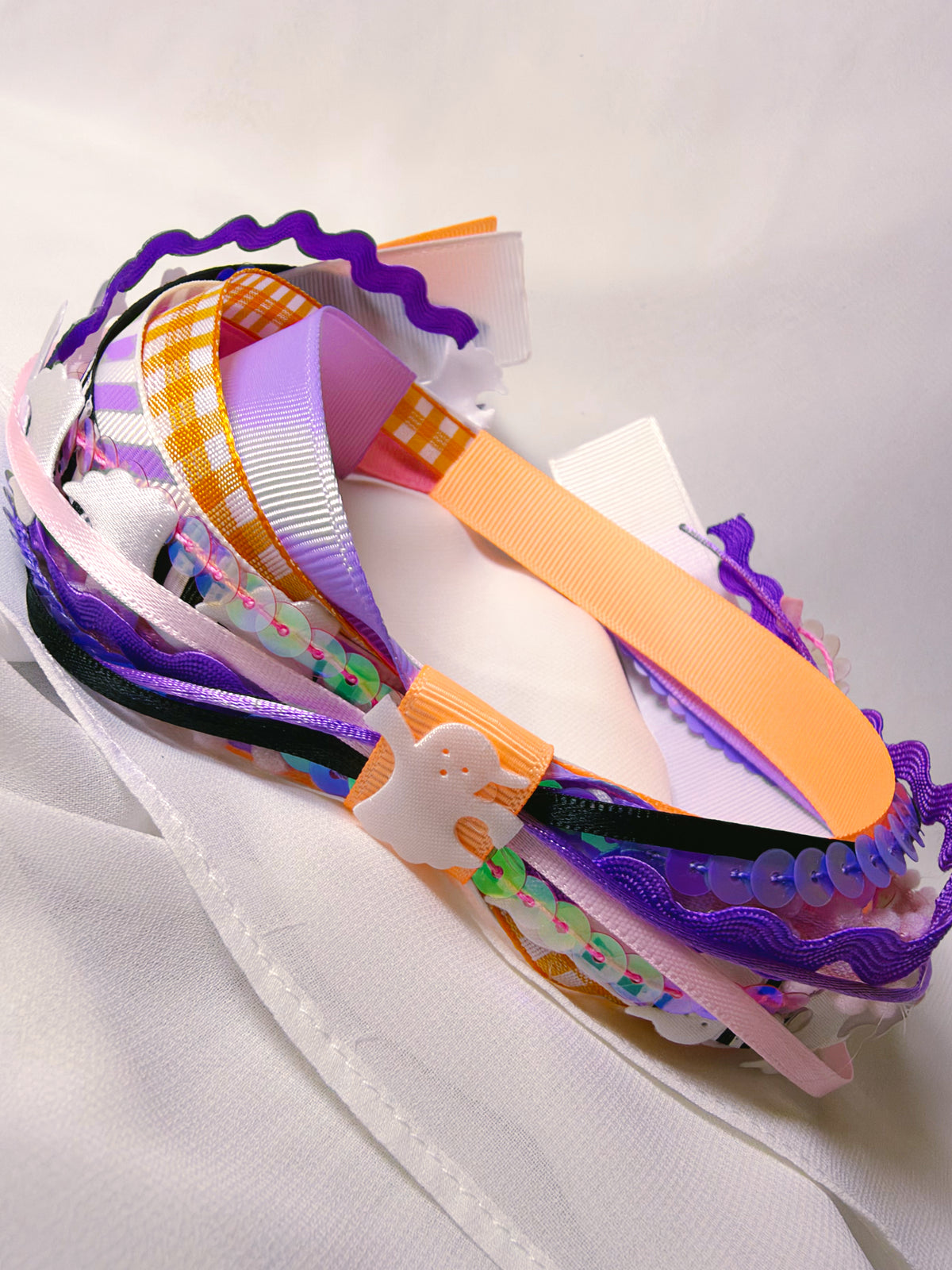 Spooky Ghost Confetti Bow