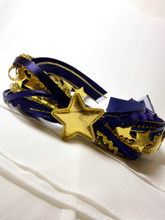 Navy and Blue Denim Confetti Bow