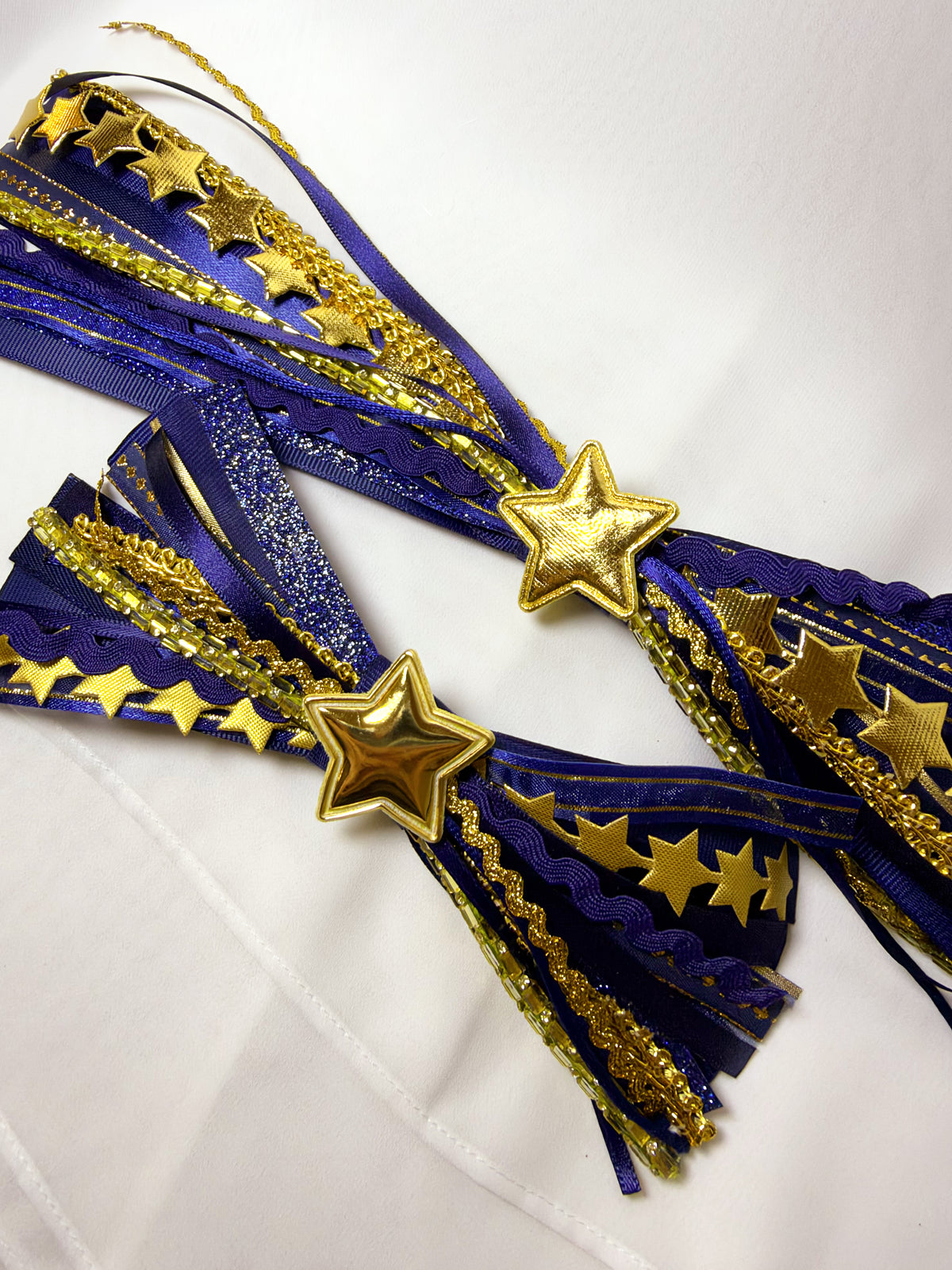Navy and Blue Denim Confetti Bow