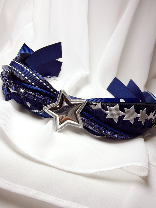 Navy Blue Confetti Bow