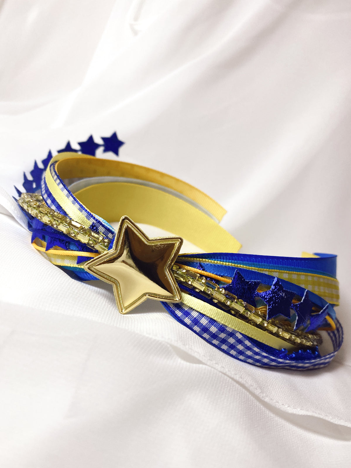 Blue and Yellow Confetti Bow