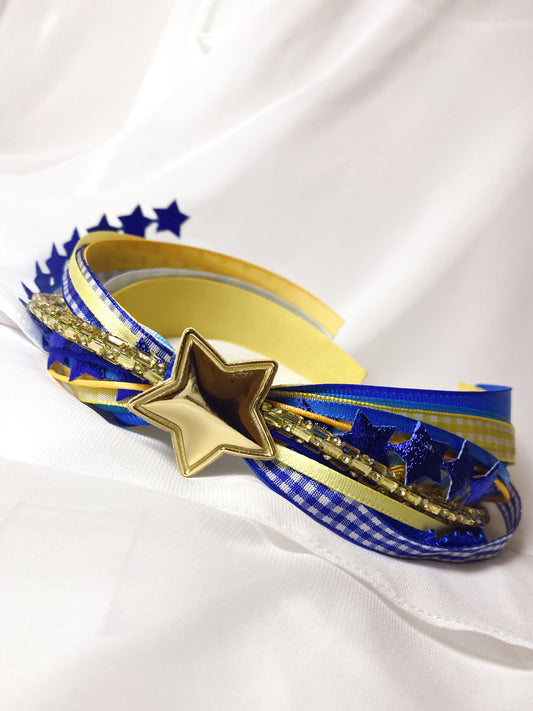 Blue and Yellow Confetti Bow