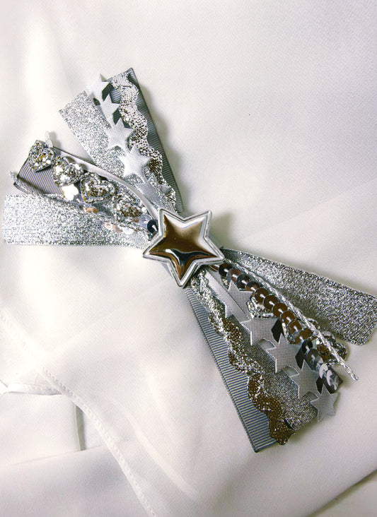 Silver Mini Confetti Bow