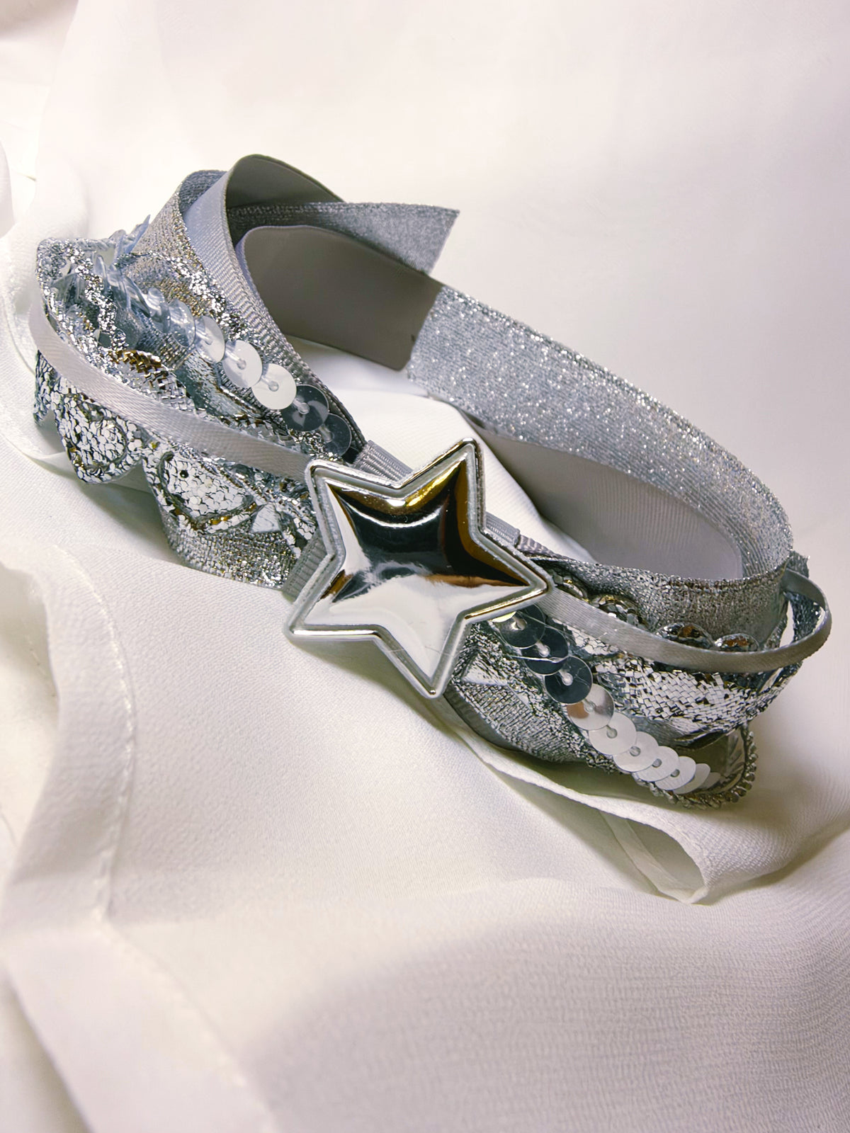 Silver Confetti Bow
