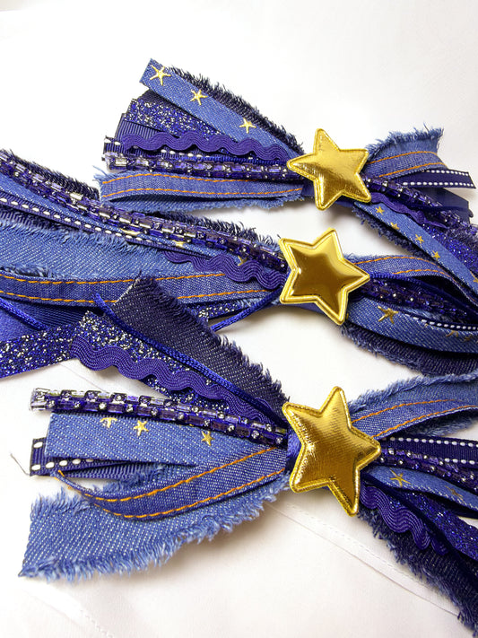 Dark Denim Confetti Bow