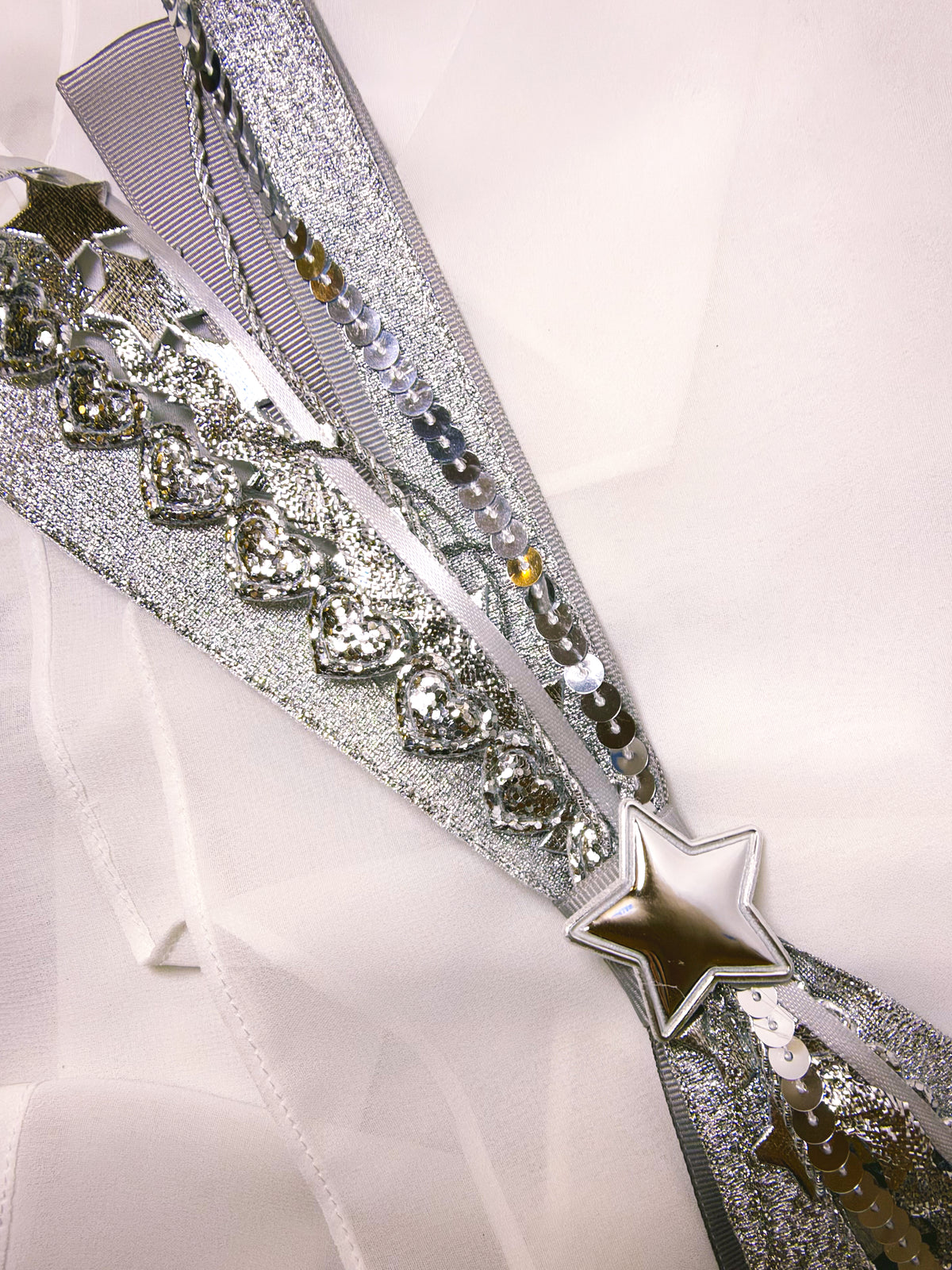 Silver Confetti Bow