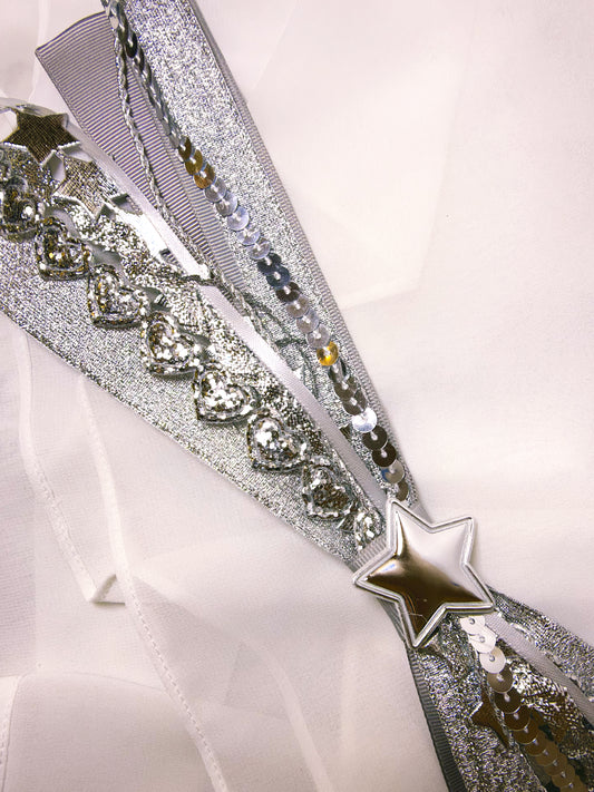 Silver Confetti Bow