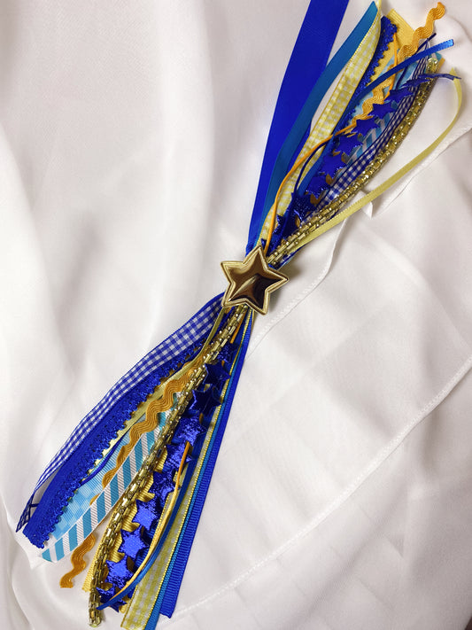 Blue and Yellow Confetti Bow