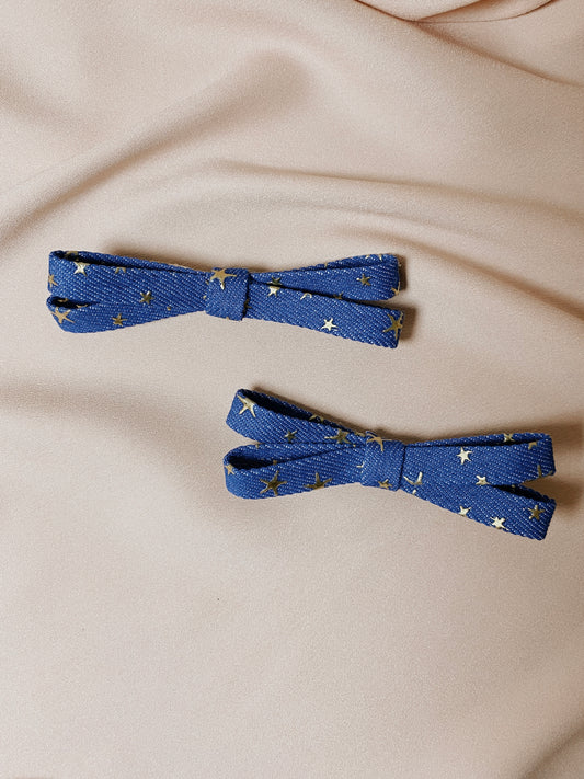 Mini Dark Denim Star Bow
