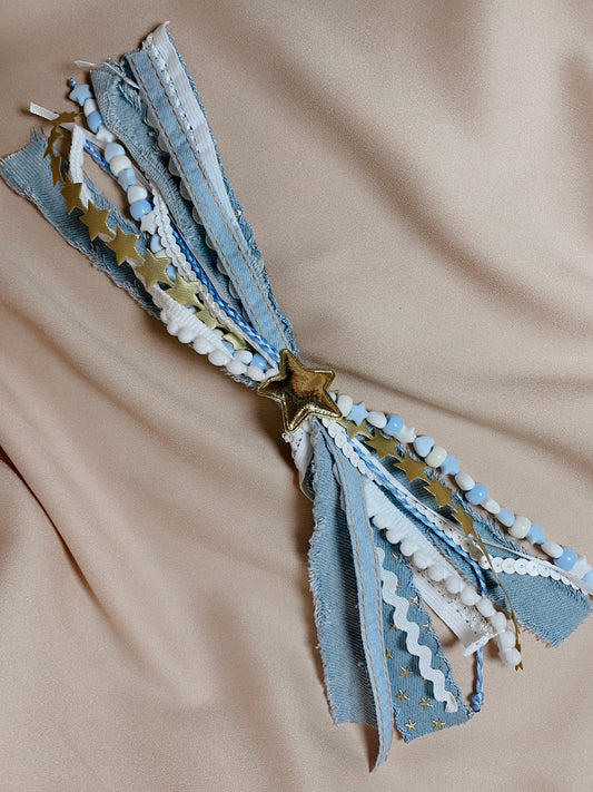 Denim Confetti Bow